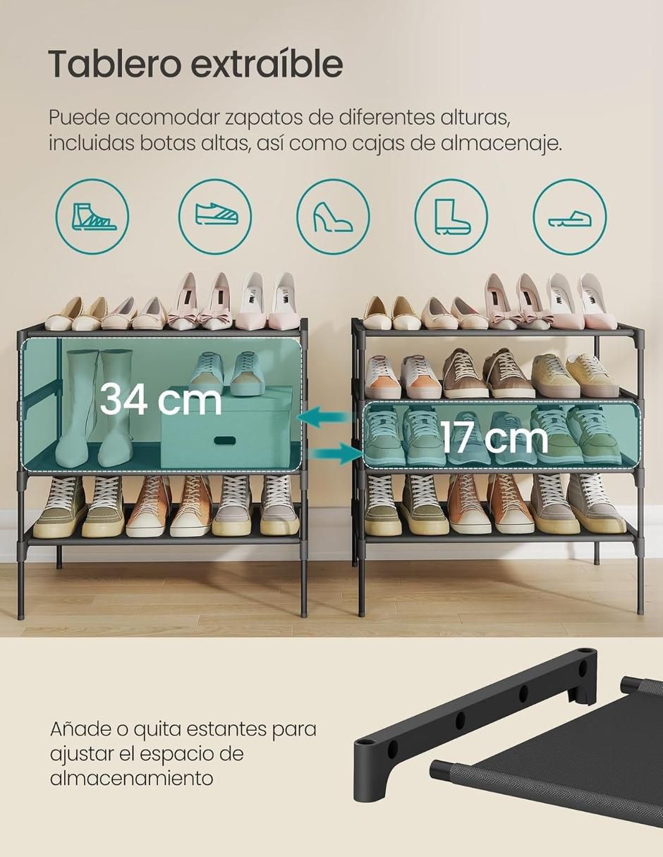Zapatera armable mueble Rylan para 15 pares de zapatos adulto 3