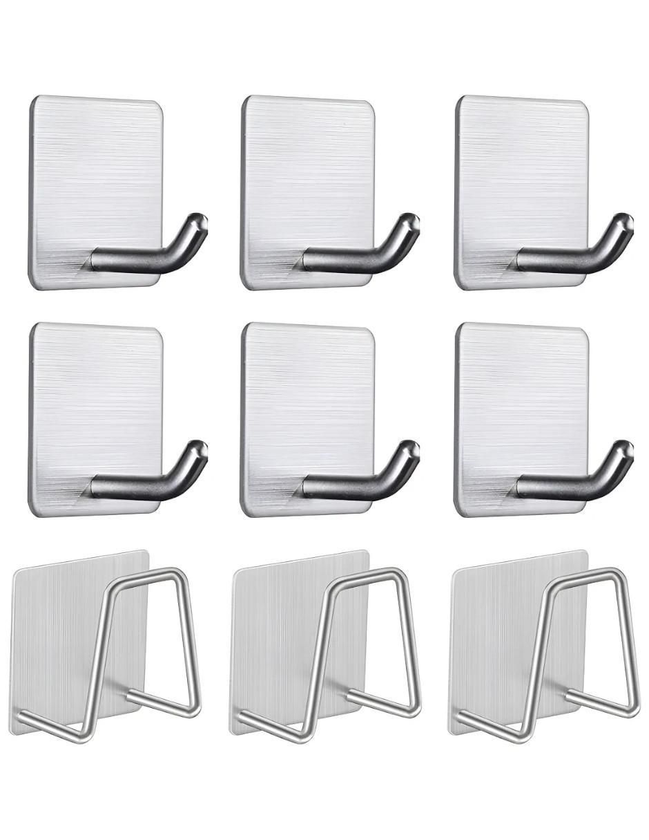 Perchero de pared de acero inoxidable 6 ganchos