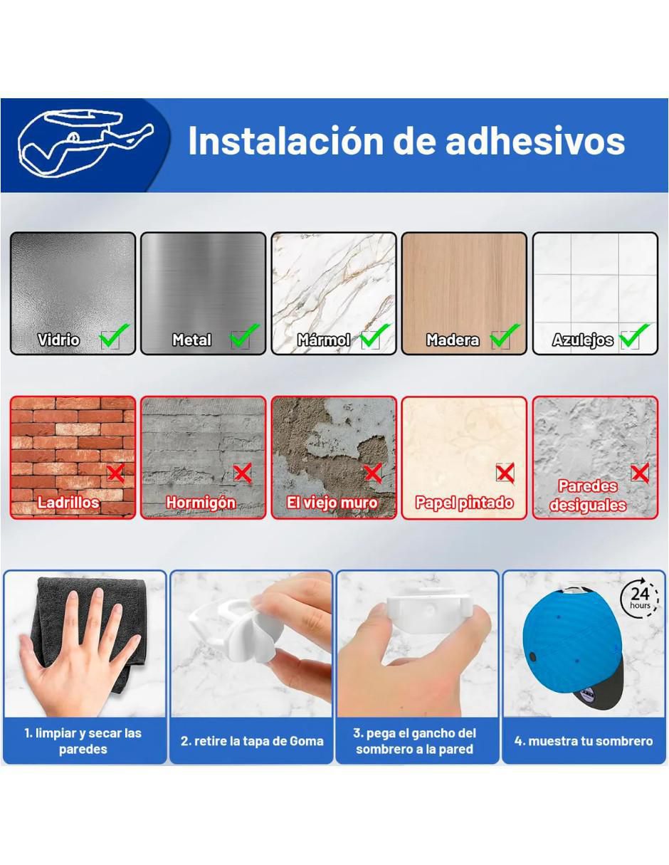 Perchero de pared de plástico 24 ganchos 4