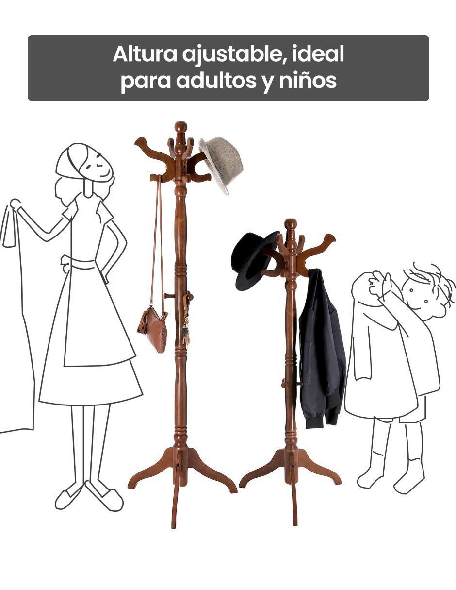 Perchero de piso Adair de madera 8 ganchos 3