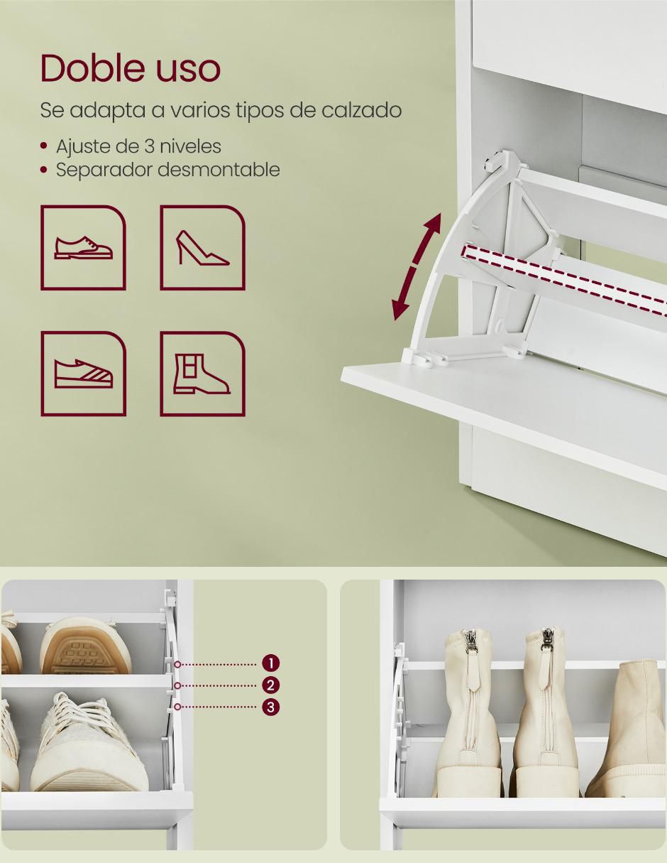 Zapatera armable mueble Custos para 4 pares de zapatos adulto 3