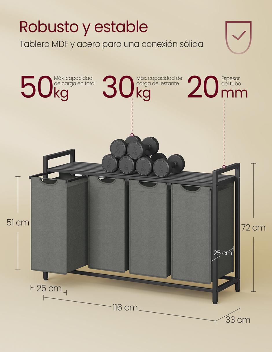 Cesto para ropa songmics home brenta "de" acero
