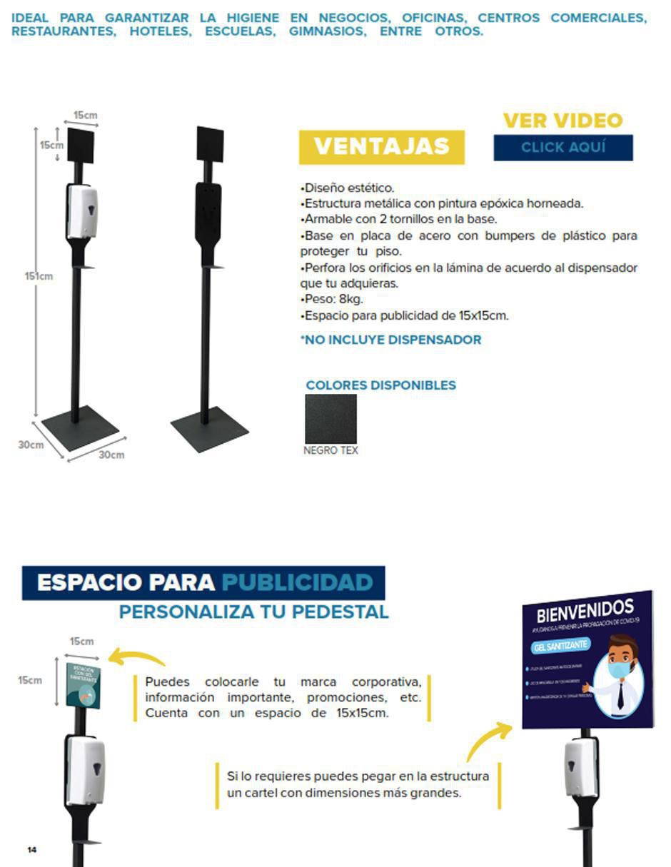 Pedestal dispensador de gel ajustable 3